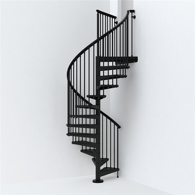 LED-Schritt-hölzerne gewundene Treppe mit Edelstahl-Balustrade
