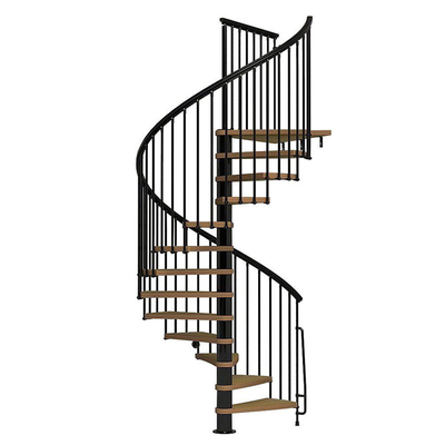 LED-Schritt-hölzerne gewundene Treppe mit Edelstahl-Balustrade