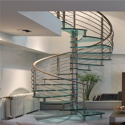 Glas-Spiralen-Treppe der Wohnungs-600-2200mm mit Edelstahl-Balustrade