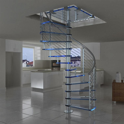 Glas-Spiralen-Treppe der Wohnungs-600-2200mm mit Edelstahl-Balustrade