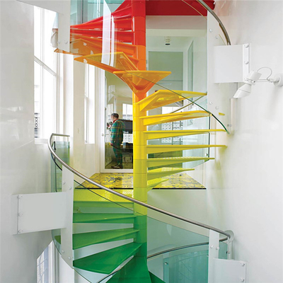 Glas-Spiralen-Treppe der Wohnungs-600-2200mm mit Edelstahl-Balustrade