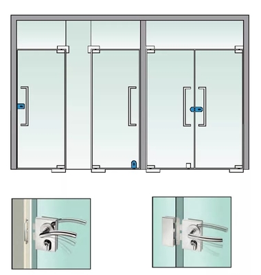 Aluminiumlegierungs-milderte Frameless Schwingen-Glas-Tür, kommerzielle doppelte Glastür