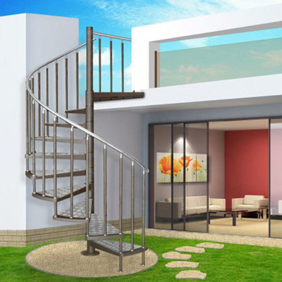 Wendeltreppe aus pulverbeschichtetem Kohlenstoffstahl im Freien, kundenspezifische Größe