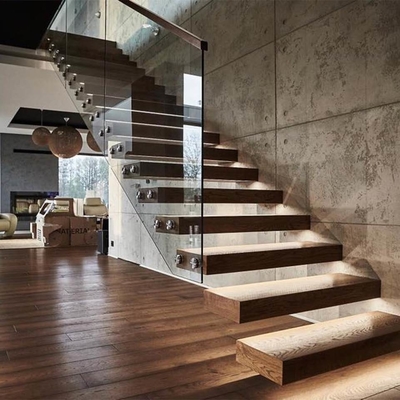 Handelsgebäude-modernes hölzernes sich hin- und herbewegendes Treppenhaus-Design für Innen