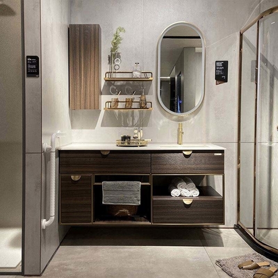 Doppelwaschbecken, Massivholz, Badezimmerschrank, moderne europäische Möbel