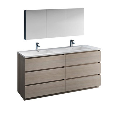 Freistehender Doppelwaschbecken-Waschtisch, Design-Massivholz-Badezimmer-Waschtischeinheiten