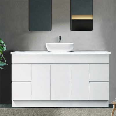 Freistehender Doppelwaschbecken-Waschtisch, Design-Massivholz-Badezimmer-Waschtischeinheiten