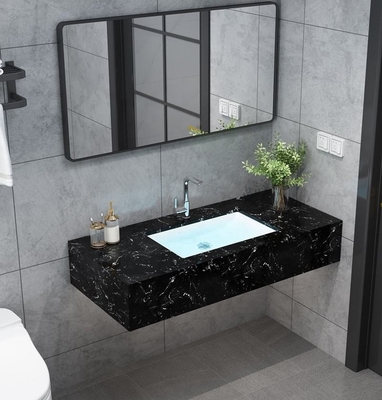 Moderner Wandschrank, Badezimmer-Waschtisch aus Marmor mit zwei Waschbecken
