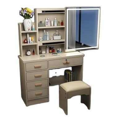 Einfacher Make-up-Schlafzimmer-LED-Spiegel-weißer Schminktisch. Praktisches Multifunktionsgerät