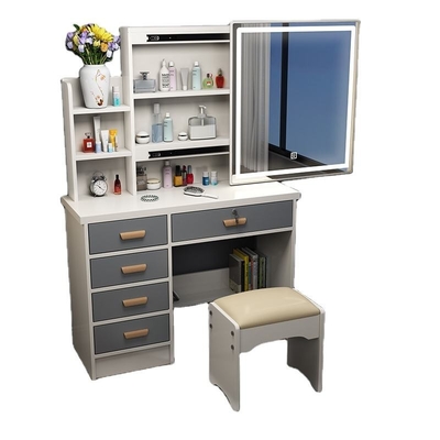 Einfacher Make-up-Schlafzimmer-LED-Spiegel-weißer Schminktisch. Praktisches Multifunktionsgerät