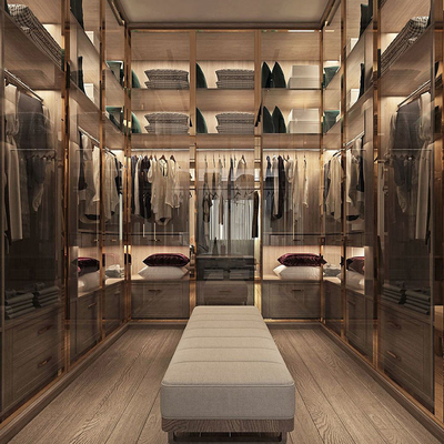 Foshan-Fabrik-Glastür-begehbarer Wandschrank, Garderoben-hölzerne tragbare Wandschränke