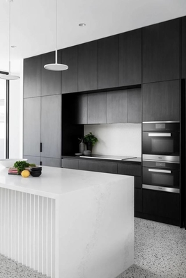 Einfache Haus-Luxusmöbel, schwarzes Furnier-Blattwasserdichter Küchenschrank