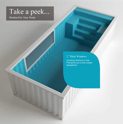 Im Freien besonders angefertigt färben 20' 40' Versandverpackungs-Swimmingpool mit 2&quot; starkes Fenster und Stahltreppe