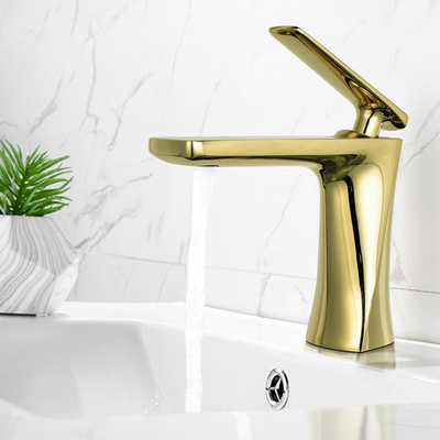 Gesundheitliche Waren-Mischer-Hahn-goldene Farbklopft einzelne Griff-Wasser-Becken-Wanne für Badezimmer