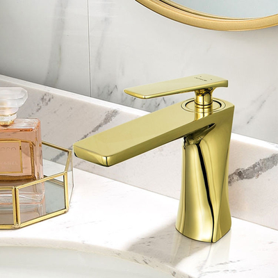 Gesundheitliche Waren-Mischer-Hahn-goldene Farbklopft einzelne Griff-Wasser-Becken-Wanne für Badezimmer