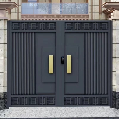 Außendekoration Schwarzer Eingang Doppel Tür aus Edelstahl Schmiedeeisen Design Haupttor