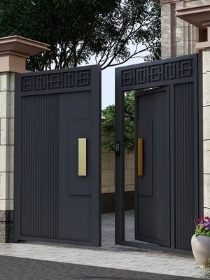 Außendekoration Schwarzer Eingang Doppel Tür aus Edelstahl Schmiedeeisen Design Haupttor