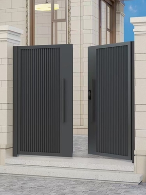 Außendekoration Schwarzer Eingang Doppel Tür aus Edelstahl Schmiedeeisen Design Haupttor