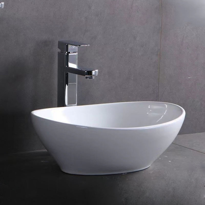 Weißes Gefäß Waschbecken Tischboden Badezimmer Keramik Sanitärwaren Kunst Waschbecken