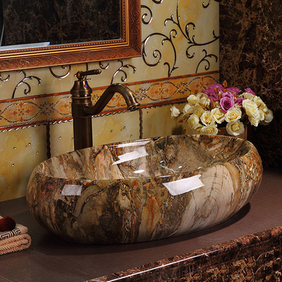 Luxus Sanitärwaren Vintage Elegant Farbenfrohe Arbeitsplatte Badezimmer Waschbecken Marmor Waschbecken