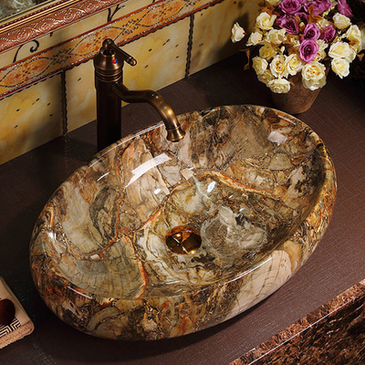 Luxus Sanitärwaren Vintage Elegant Farbenfrohe Arbeitsplatte Badezimmer Waschbecken Marmor Waschbecken