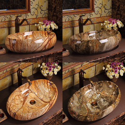 Luxus Sanitärwaren Vintage Elegant Farbenfrohe Arbeitsplatte Badezimmer Waschbecken Marmor Waschbecken