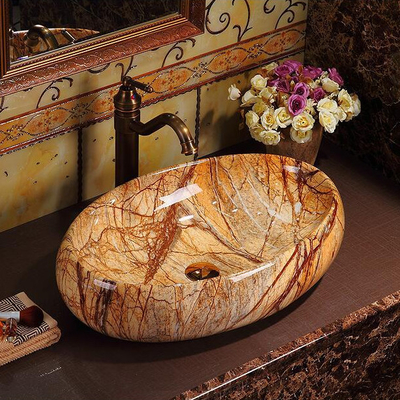 Luxus Sanitärwaren Vintage Elegant Farbenfrohe Arbeitsplatte Badezimmer Waschbecken Marmor Waschbecken
