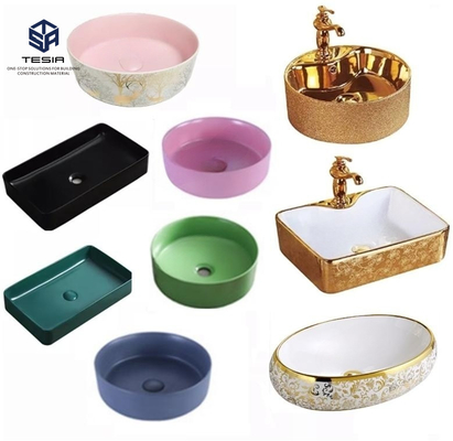 Modernes Badezimmer Keramik Gold Schwarz Waschbecken Arbeitsplatten Sanitärwaren