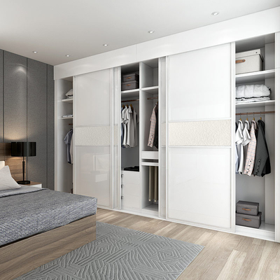 Weißer Lack Armoire fertigte Garderoben-hölzernes modernes Schiebetür-Kabinett besonders an