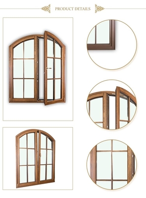Inneres Schwingen französischer Art-hölzerner Aluminiumrahmen-Windows wölbte Flügelfenster Windows