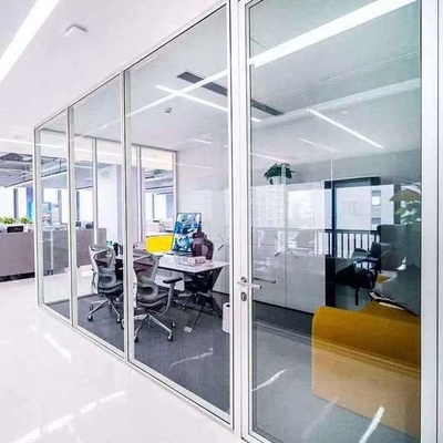 Büro-Trennwand-vertikale Aluminiumrahmen-Glaswand STC 42-48db