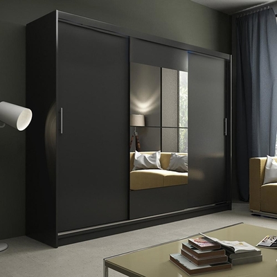15mm MDF Tür des großes modernes Schlafzimmer-hölzerne Schrank-3, die Garderobe mit Spiegel schiebt