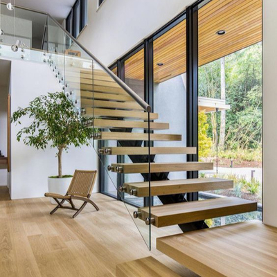 L-förmige Raumersparnis-Wendeltreppe-festes Holz-moderne sich hin- und herbewegende Treppe für Haus