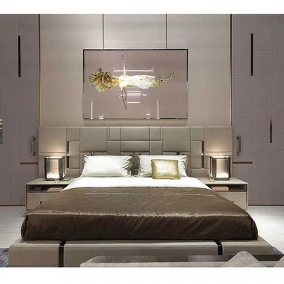 Edelstahl-Betten Spitzenhotel-echte lederne König-Size Bed Titanium