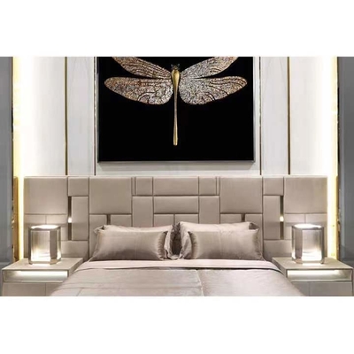 Edelstahl-Betten Spitzenhotel-echte lederne König-Size Bed Titanium