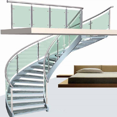 Schmiedeeisen-Innentreppen-Geländer-Wendeltreppe-gebogener Geländerdocken-Glashandlauf