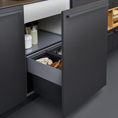 Moderne Matte Acrylic Kitchen Cabinets Luxury-Schwarz-Melamin-Küchen-Hängeschränke