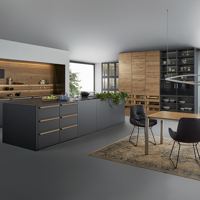Moderne Matte Acrylic Kitchen Cabinets Luxury-Schwarz-Melamin-Küchen-Hängeschränke
