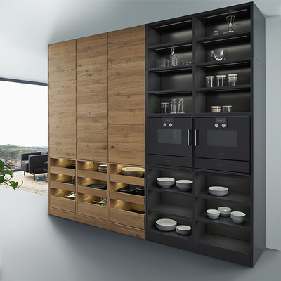 Moderne Matte Acrylic Kitchen Cabinets Luxury-Schwarz-Melamin-Küchen-Hängeschränke
