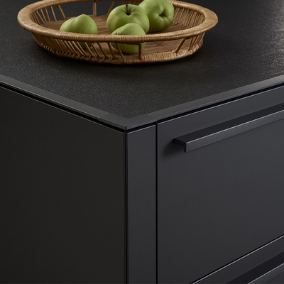 Moderne Matte Acrylic Kitchen Cabinets Luxury-Schwarz-Melamin-Küchen-Hängeschränke