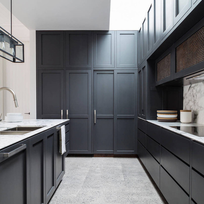 Fester hölzerner modularer MehrfarbenKüchenschrank Shaker Door Kitchen Pantry Cupboard