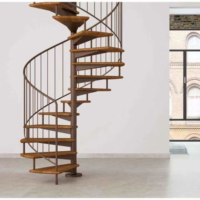 Raumersparnis-Wendeltreppe-hölzerne Schritt-Balkon-Treppe ISO9001 BV Innen