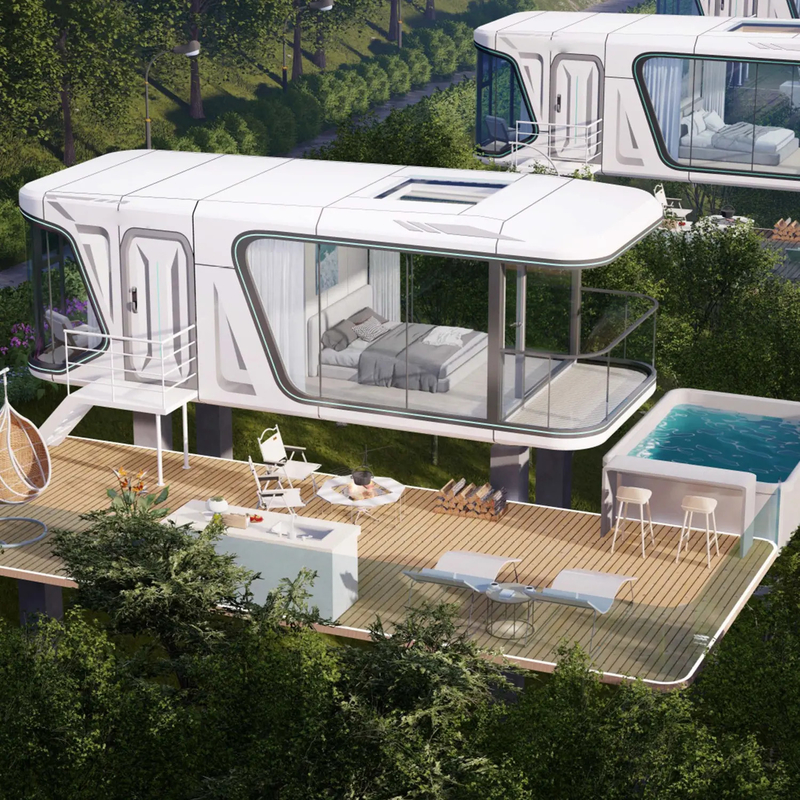 Tragbares, maßgeschneidertes Campinghaus mit modularem Rahmen und modernem Raumkapsel-Stil für den Außenbereich