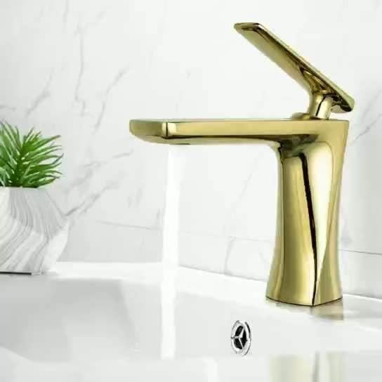 Gesundheitliche Waren-Mischer-Hahn-goldene Farbklopft einzelne Griff-Wasser-Becken-Wanne für Badezimmer