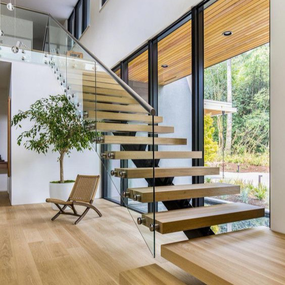 L-förmige Raumersparnis-Wendeltreppe-festes Holz-moderne sich hin- und herbewegende Treppe für Haus